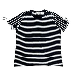 Tommy Hilfiger Women’s Navy Criss Cross Sleeve Striped Tee 1X